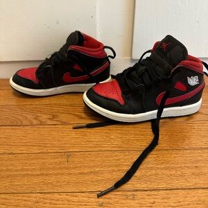 Kids Nike Jordans Red & Black Mid High-Top Sneakers 11C